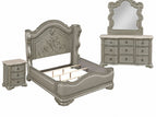 Pearl Silver / 4 Pc. Bed, Nightstand, Dresser, Mirror / Queen