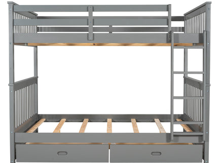 Bunk Bed With Ladders And 2 Storage Drawers