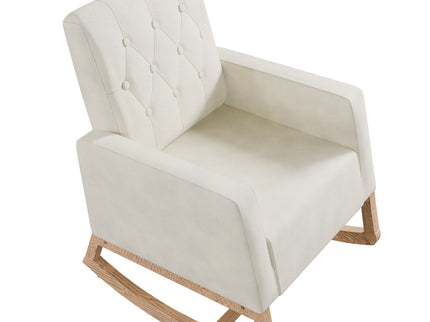 Rocker Chair With Tufted Back - Beige / Ivory