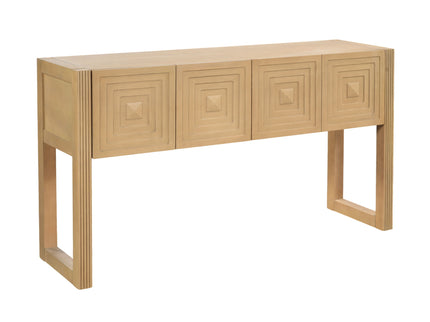 Geometric Carved Console Table With 3 Soft Close Drawers