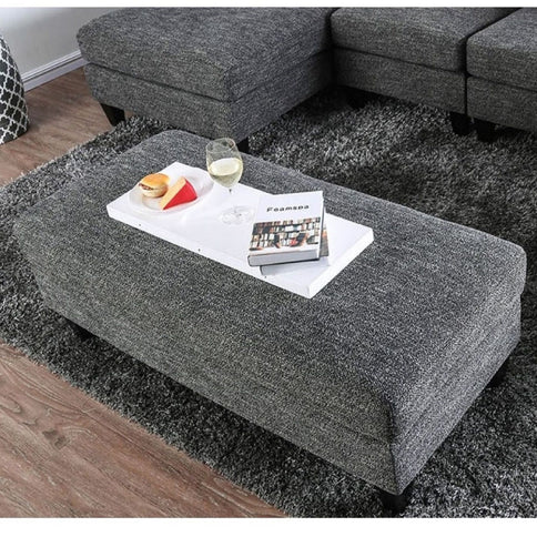 Ottoman With Plush Seat Living Room Furniture - Gray