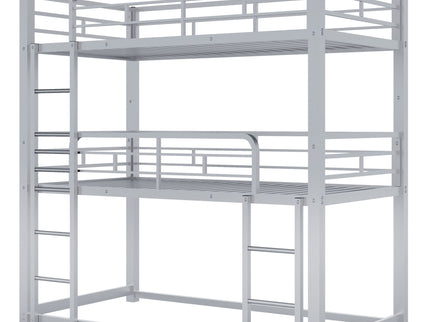 Triple Bunk Bed With Sturdy Construction And Space Saving Design
