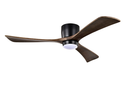 Flush Mount Blades Ceiling Fan With Lights Remote Control, Quiet DC Motor, 6 Speed, Reversible Ceiling Fan For Living Room - Matte Black