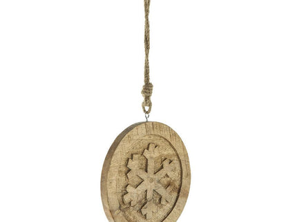 Wooden Hanging Circle With Snowflake Cut Decorative Hanging Christmas Tree Ornaments For Holiday Party Decorations (Set of 12) - Multi