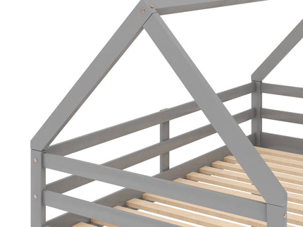Low Bunk Bed With House Shaped Frame And Ladder