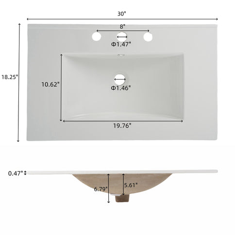 Bathroom Vanity With Sink, Minimalist Design, 45 Degrees Free Handle Doors - Antique Natural
