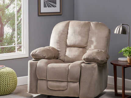 Luxurious Manual Recliner Chair With Skin-Friendly Fabric And Dual Cup Holders