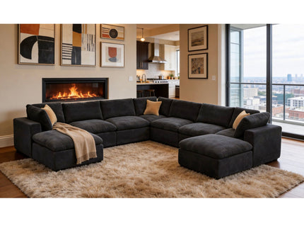 Custom Configuration Modular Sectional With Toss Pillows