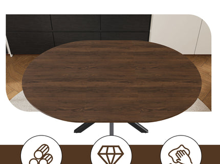 Round Dining Table With Extendable Blades, X Base