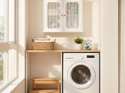 Louvered Double Door Wall Mounted Bathroom Cabinet - White