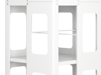4 Tier All Steel Rotating Bookshelf With 360° Wheels, Large Size Sturdy & Spacious Book Rack, New Style Bookshelf - White