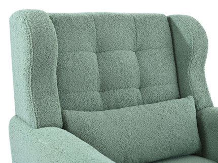 Modern Accent Chair, Teddy Fabric Living Room Chairs Comfy Reading Chair, Mid Century Accent Chair, Lounge Arm Chairs Armchair For Living Room Bedroom - Light Green