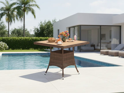 All-Weather Square Rattan Patio Dining Table