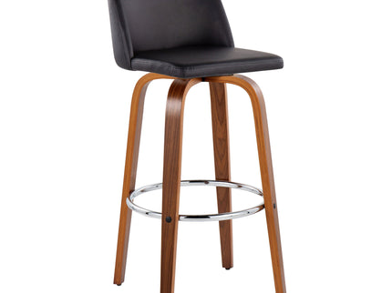 Toriano - Mid Century Modern Fixed Height, Barstool With Swivel With Round Footrest (Set of 2)