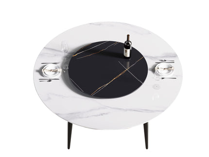 Modern Artificial Stone Round Dining Table, Can Accommodate 6 People Artificial Stone Turntable