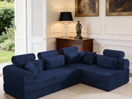 Modern L-Shape Modular Sectional Sofa, Compressed Design