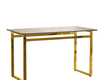 Modern Minimalist Rectangular Dining Table With Tempered Glass Top