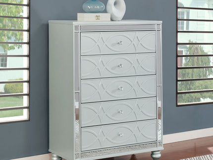 Arabesque - 5 Drawer Bedroom Chest - Silver