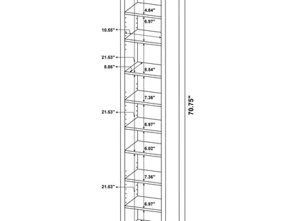 Rectangular Bookcase Tall Slim Storage With 9 Shelves - Brown