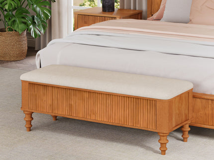 Storage Ottoman Bench For Living Room - Natural