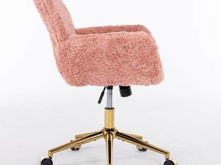Office Chair, Artificial Rabbit Hair Home Office Chair With Metal Base, Adjustable Desk Chair Swivel Office Chair, Vanity Chair