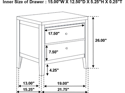 Garrett - 2 Drawer Nightstand - Cappuccino