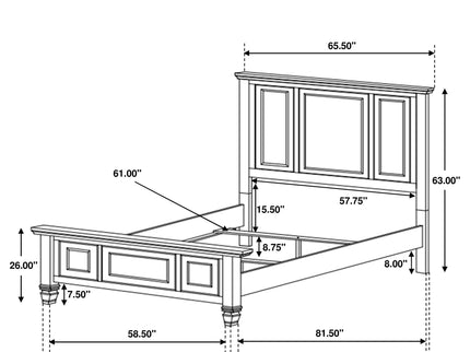 Cortina - 4 Piece Queen Bedroom Set With Ornate Panels And Storage - Cream White