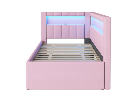 Upholstered Platform Bed With USB Ports And LED Belt