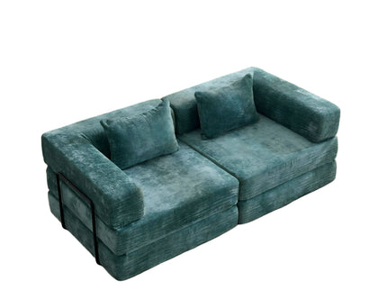 Convertible Floor Sofa Bed With Pillow Back Support Armrest