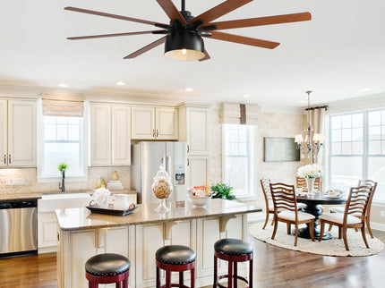 52" Ceiling Fan With 6 Speed Wind 8 Dual Colors Blades Remote Control Reversible DC Motor With Light - Black