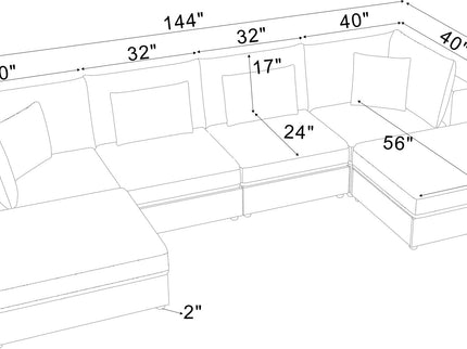 Upholstered Modular Sectional & Custom Configuration And Toss Pillows