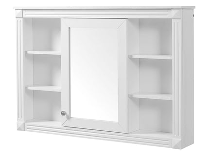 Wall Mounted Bathroom Storage Cabinet With Mirror, Medicine Cabinet With 6 Open Shelves And Adjustable Interior - White