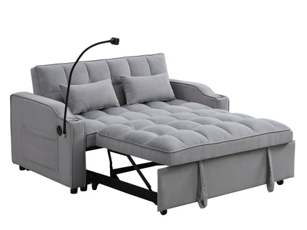 Modern Loveseat Futon Sofa With Pullout Bed, Adjustable Reclining Backrest, Toss Pillows
