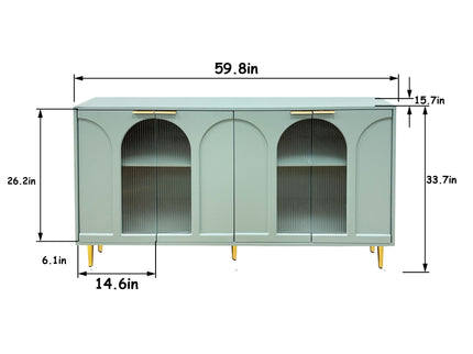 Accent Cabinet Lacquered Wooden Cabinet With 4 Glass Doors Sideboard Buffet Server Cabinet Storage Cabinet, For Living Room, Entryway, Hallway, Office, Kitchen And Dining Room