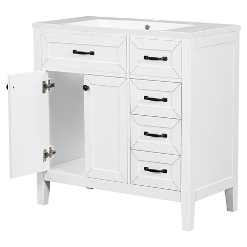 Modern Bathroom Vanity With Sink, Freestanding With Drawers And Doors
