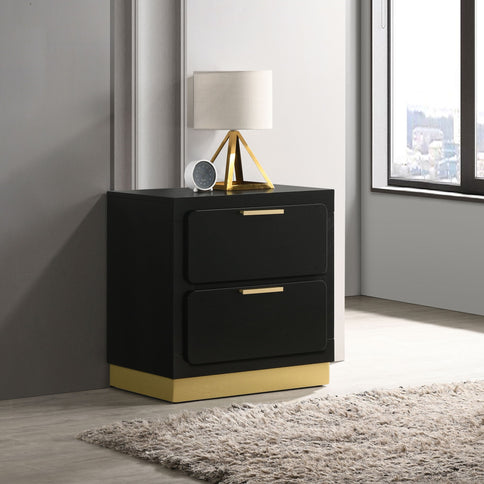 Modern Luxury Nightstand With 2 Drawer Storage