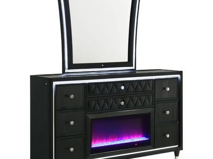 Mika - 8 Drawer LED Dresser And Mirror Set - Black