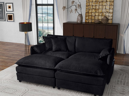 Modern Comfy Deep Seat Modular Sectional Sofa Cloud Couch With Ottoman