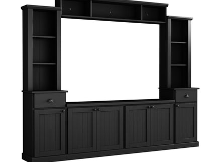 Minimalist Entertainment Wall Unit Set With Bridge For TVs Up To 75"