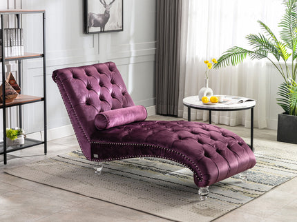 Chaise Lounge Indoor, Button Tufted Upholstered Chaise Lounge Chair With Pillow
