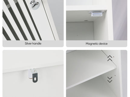 Louvered Door Bathroom Low Cabinet With Multi Layer Storage - White