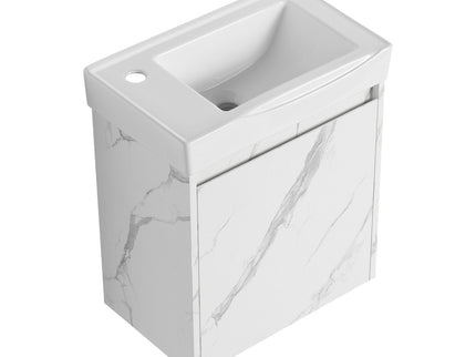 Modern Bathroom Vanity With Ceramic Basin, Wall Mounted Floating Sink Combo, Storage Cabinet