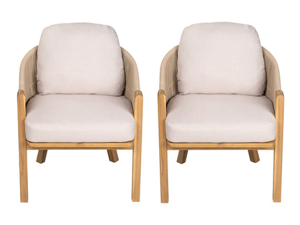 Grotta - Outdoor Dining Arm Chair (Set of 2) - Teak / Beige