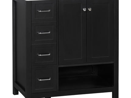 Bathroom Vanity With Sink Top, Bathroom Vanity Cabinet With 2 Doors And 2 Drawers, Open Shelf