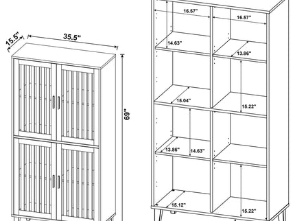 Sakai - 4 Door Tall Accent Cabinet With Slatted Doors - Brown