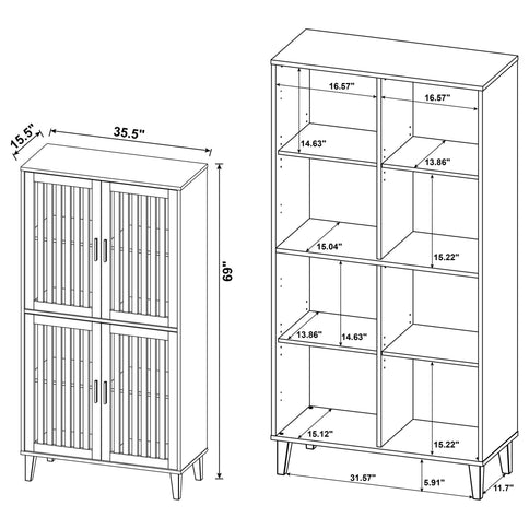 Sakai - 4 Door Tall Accent Cabinet With Slatted Doors - Brown