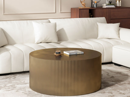 Modern Wave Stripe Round Coffee Table With Spacious Top