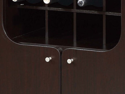 Wine Cabinet With Two Doors Removeable Wine Bottle Rack Metal Wine Glass Racks Four Shelves - Red Cocoa