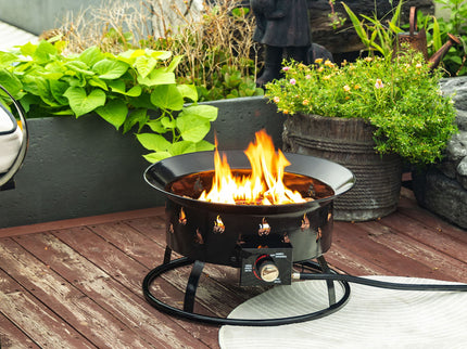 Propane Gas Fire Pit Table, 50000 Btu Round For Outside Patio - Black