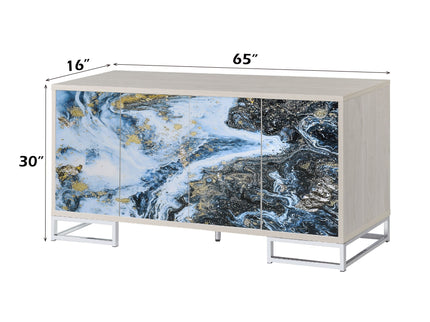 Liam - Marble Paint Console Cabinet - Multi